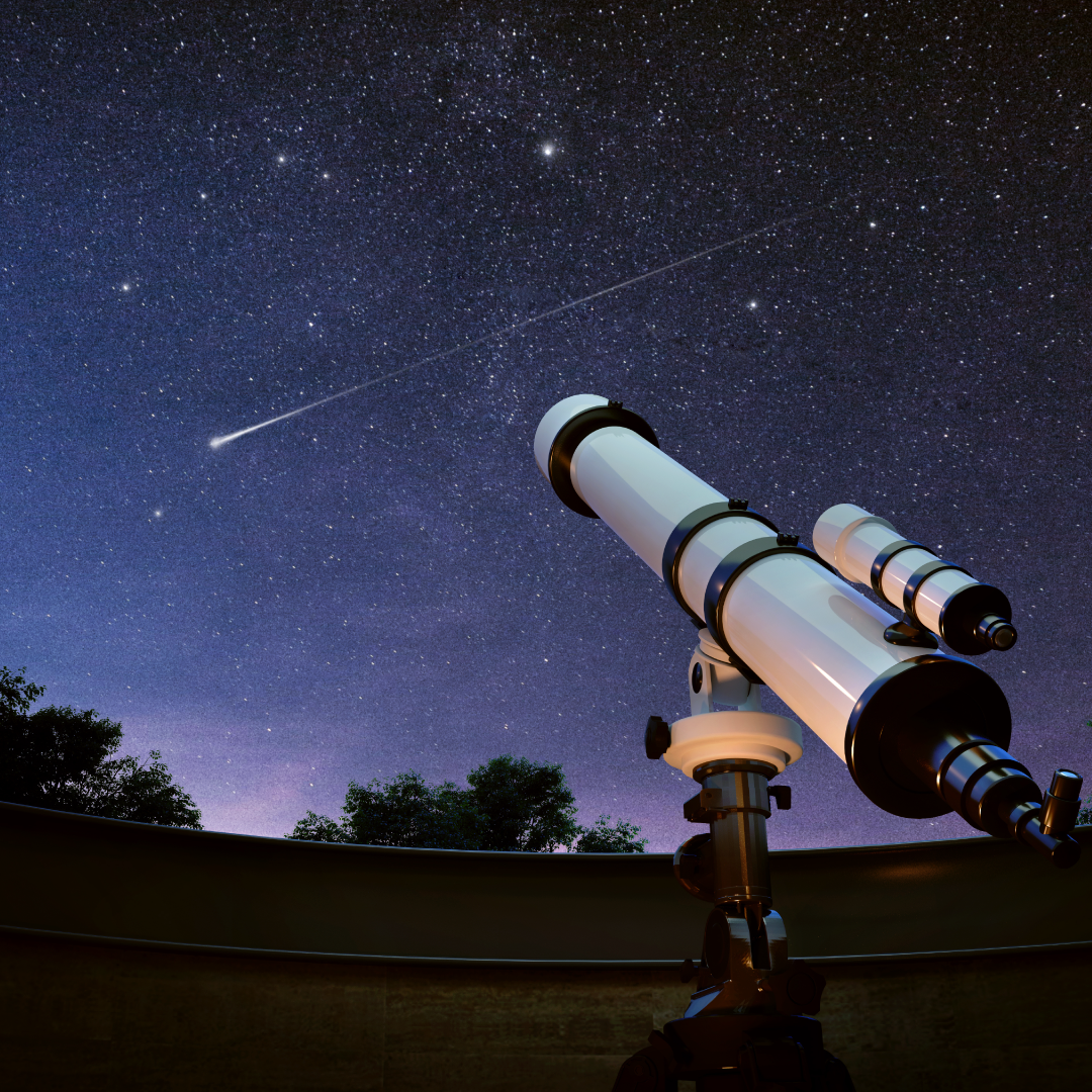 Night sky with a telescope
