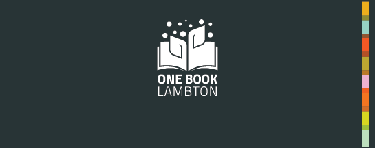 One Book Lambton logo on grey background.