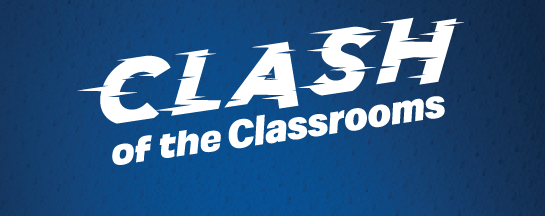 Clash of the Classrooms logo on a dark blue background.