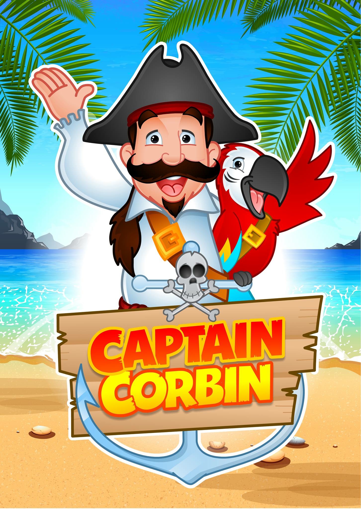 Cartoon pirate that says Captain Corbin over top